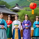 대순진리회의 민족주의적 성격 - A serene traditional Korean village scene during a cultural festival hosted by Daesun Jinrihoe, feat...
