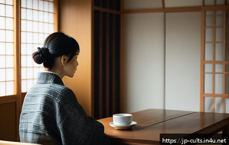 사이비 종교의 세계적 사례 - A modern Japanese urban setting with a diverse group of young adults gathered in a cozy, softly lit ...